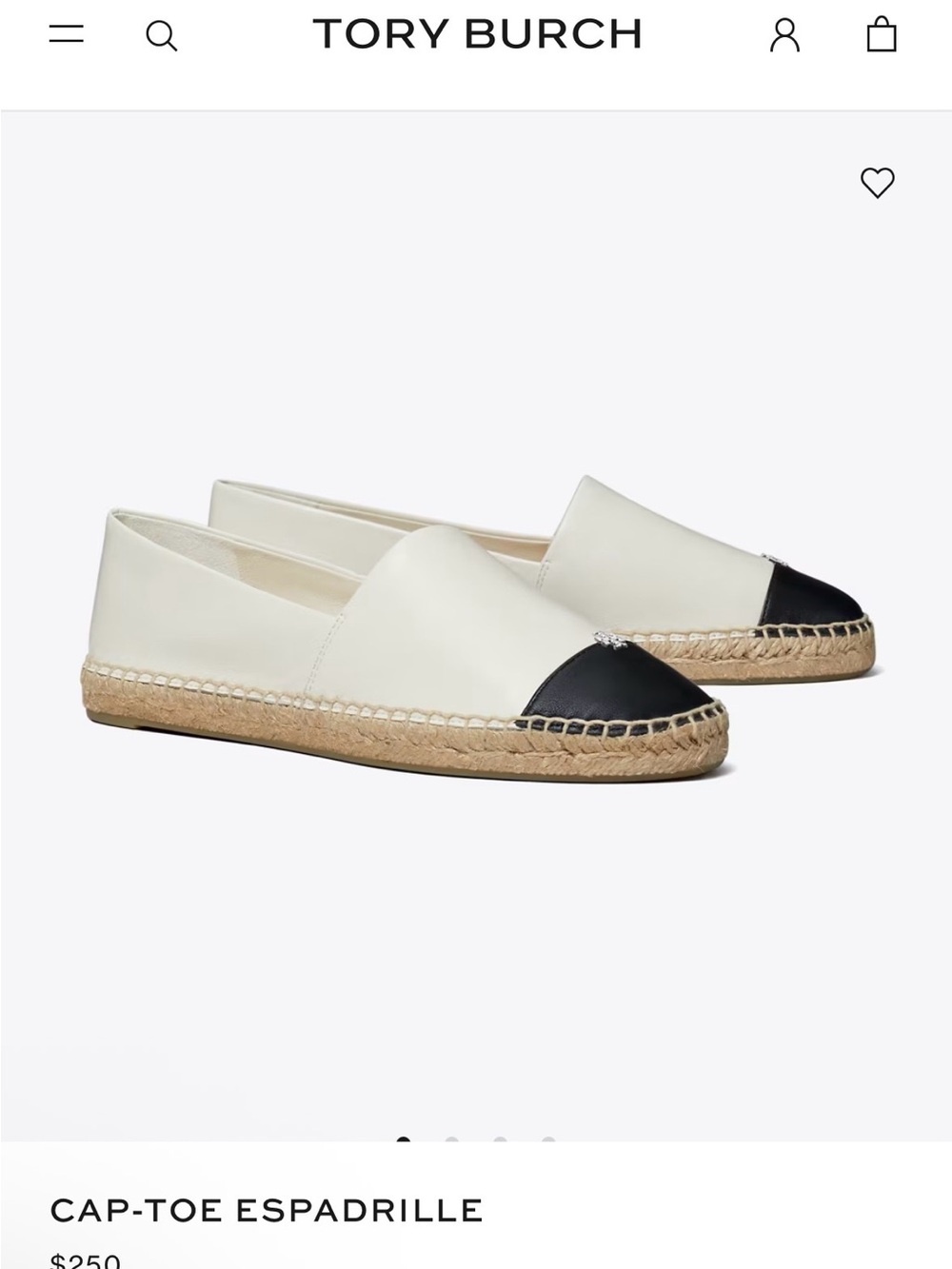 Tory Burch Cream Canvas Espadrille with Black Cap Toe VGUC 8.5